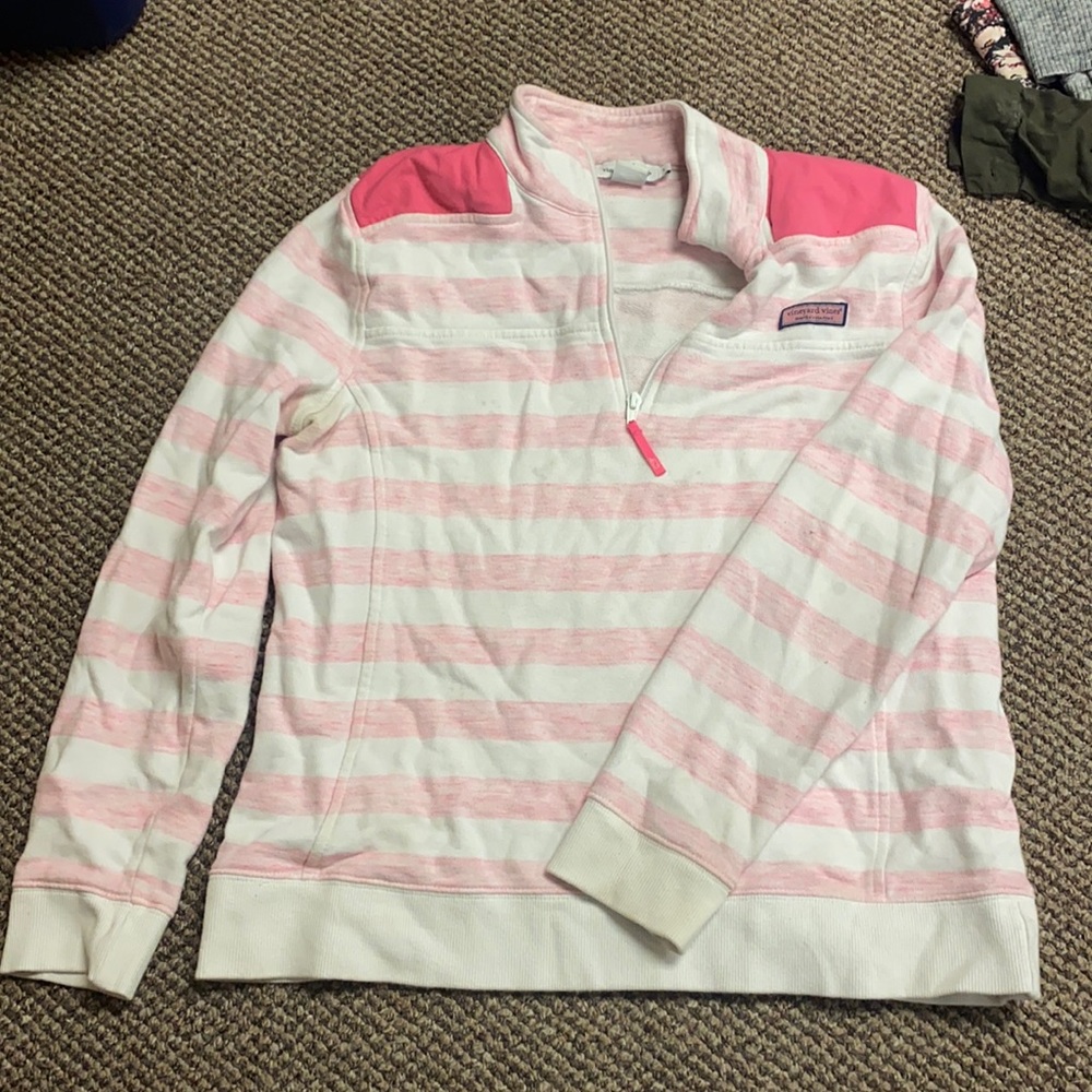 Pink and white striped shep